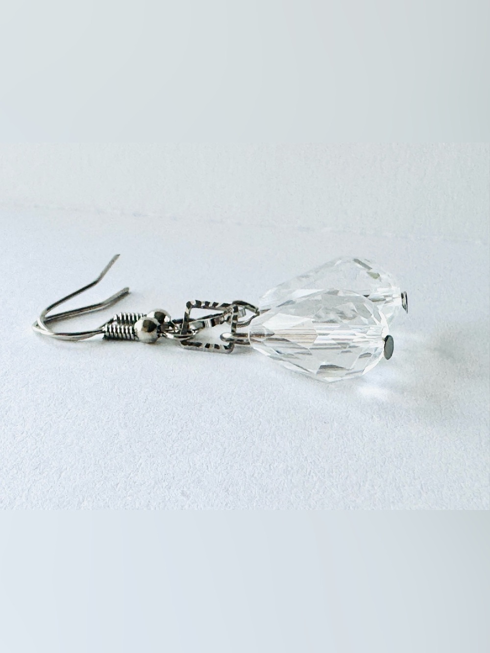 Clear Glass Crystal Briolette Teardrop Dangle Earrings - Women Jewelry NWT